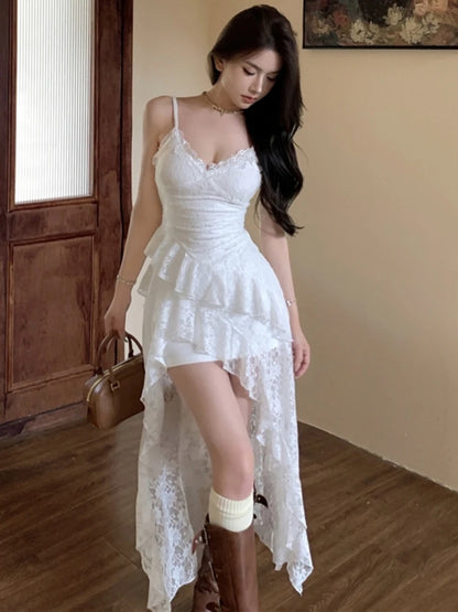 Elegant Lace Bodycon New Sundress Sexy Spaghetti Strap Dresses Women New Sweet Korean Fashion Party Dress Female Vestidos