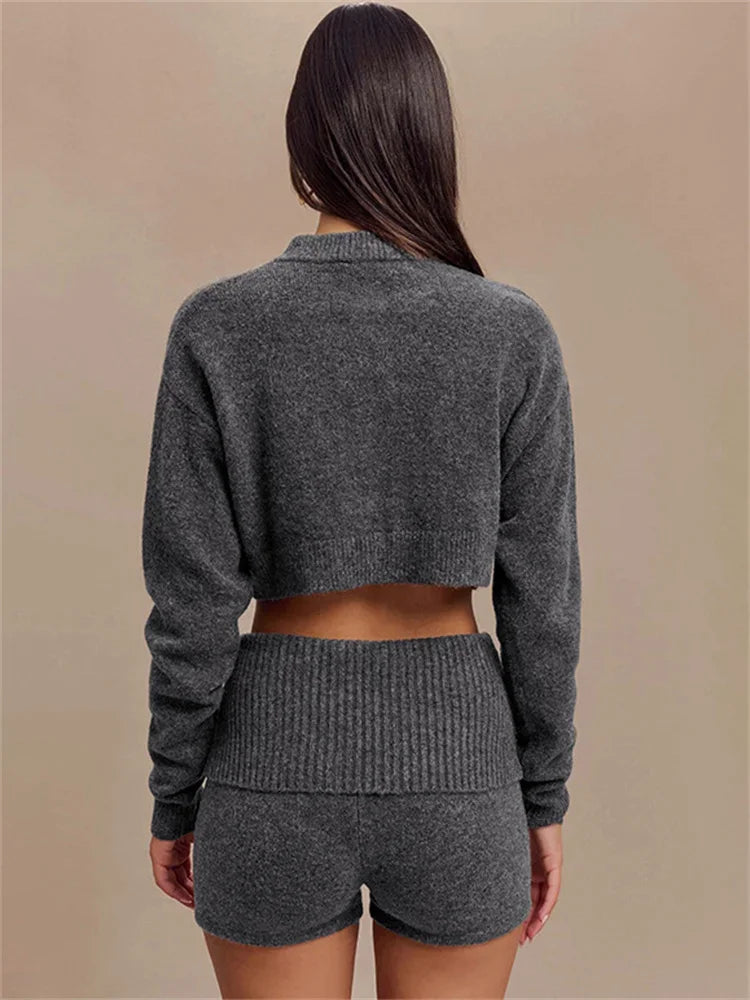 Cárdigan de punto para mujer, suéter de manga larga, top corto liso, ropa de calle, top informal de patchwork para el día a día, cárdigan de punto para mujer