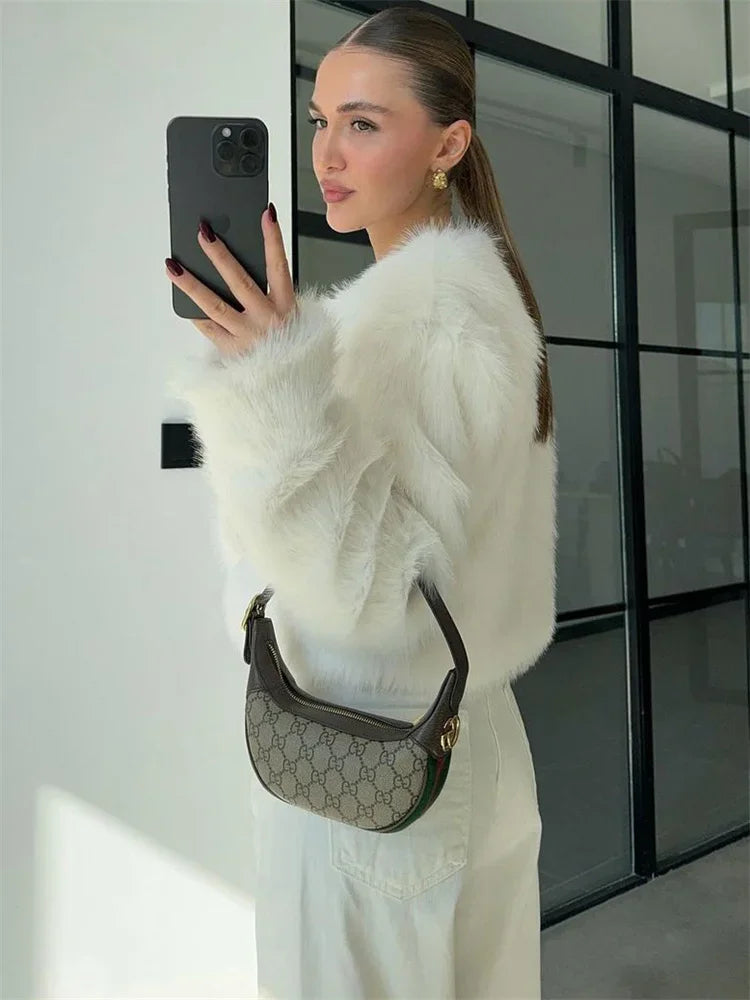Suéter de lujo de gran tamaño para mujer, ropa de calle holgada de manga larga y cintura alta, chaquetas de invierno para mujer, nuevo