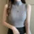 Camiseta de tirantes ajustada de punto para mujer, lisa, sin mangas, sexy, con cuello redondo, informal, de algodón, con hombros descubiertos, para verano