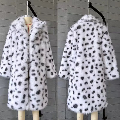 Abrigos de piel sintética de leopardo de marca de lujo para mujer, abrigos largos con cinturón de invierno, abrigos de piel de zorro a la moda para mujer, prendas de vestir exteriores