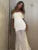 Strapless Pleated Mesh Splice Maxi Dress Two-Piece Backless Elegant See Through Sexy Party Dresses Slim One Step Dress