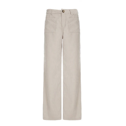 Pantalones de pana básicos combinables para mujer, elegantes, suaves, holgados, de pierna ancha, sencillos, de alta moda, para otoño, nuevos