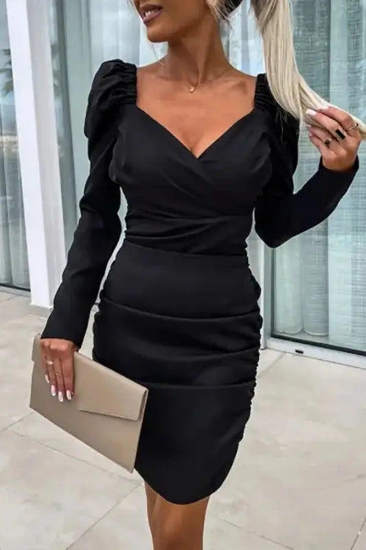 Deep V Neck Mini Bodycon Dress