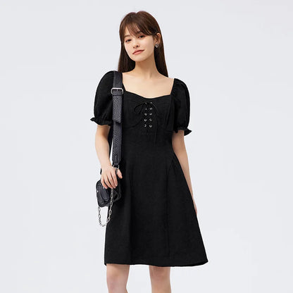 Vestido de mujer con mangas abullonadas, romántico, de verano, nuevo, con tirantes y escote cuadrado, vestido corto, dulce y fresco.