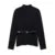 Suéter de cuello alto negro vintage para mujer, jersey de punto holgado de manga larga con cinturón, jersey suave de primavera para mujer, nuevo