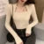 Suéter básico para mujer, jersey de punto con cuello cuadrado, moda coreana, jersey de manga larga, liso, sencillo, combinable, nuevo