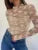 Camiseta de malla de encaje transparente para mujer, camiseta de manga larga estampada a la moda, jersey de contraste sexy de verano, camiseta ajustada para mujer