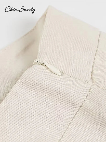 Elegant Blazer Pants Set Solid Loose Lapel Single-breasted Coat Wide Leg Trousers Sets  Fall Office New in Matching Suits