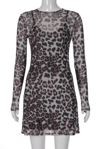 Two-Piece Sheer Long Sleeve Mini Dress