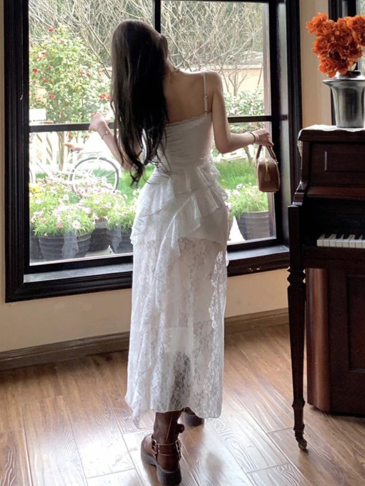 Elegant Lace Bodycon New Sundress Sexy Spaghetti Strap Dresses Women New Sweet Korean Fashion Party Dress Female Vestidos
