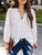 Blusas de estilo primavera-verano para mujer, camisas informales de manga larga con farol y cuello en V, blusas de color liso