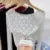 Camisetas de cuello alto y malla de encaje para mujer, camisetas de manga larga para otoño, estilo informal, ajustadas y finas, ropa para mujer