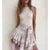 Vestidos elegantes para mujer, sexys, de color liso, cuello redondo, sin mangas, con dobladillo con volantes, vestidos de fiesta para salir, ropa de club.