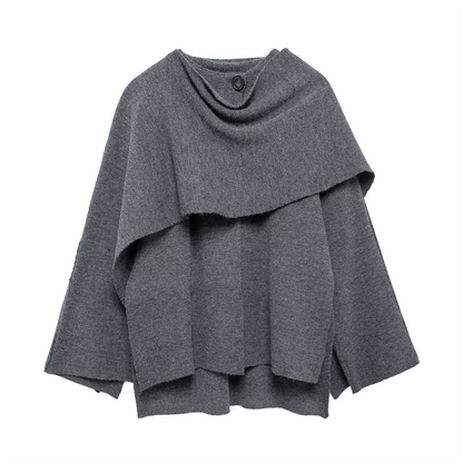 Winter New Women’s Clothing Slim Fit Simple Lazy Style Scarf Cape style Round Neck Long Sleeve Short Knitted Coat Coat