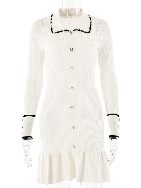 Suéter de punto de moda, vestido ajustado de manga larga con botones para mujer, otoño/invierno 2025, nuevo, elegante, ropa de calle.