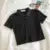 Camisa corta de cuello polo de punto para mujer, blusa básica juvenil de manga corta de color liso para verano