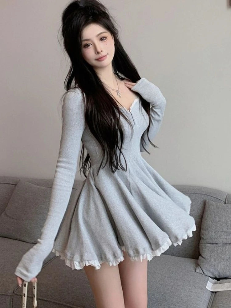 Vestido mini Y2K de moda para mujer, otoño primavera, nuevo, elegante, ajustado, sexy, ropa para mujer