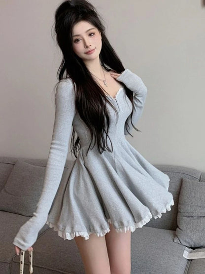 Vestido mini Y2K de moda para mujer, otoño primavera, nuevo, elegante, ajustado, sexy, ropa para mujer