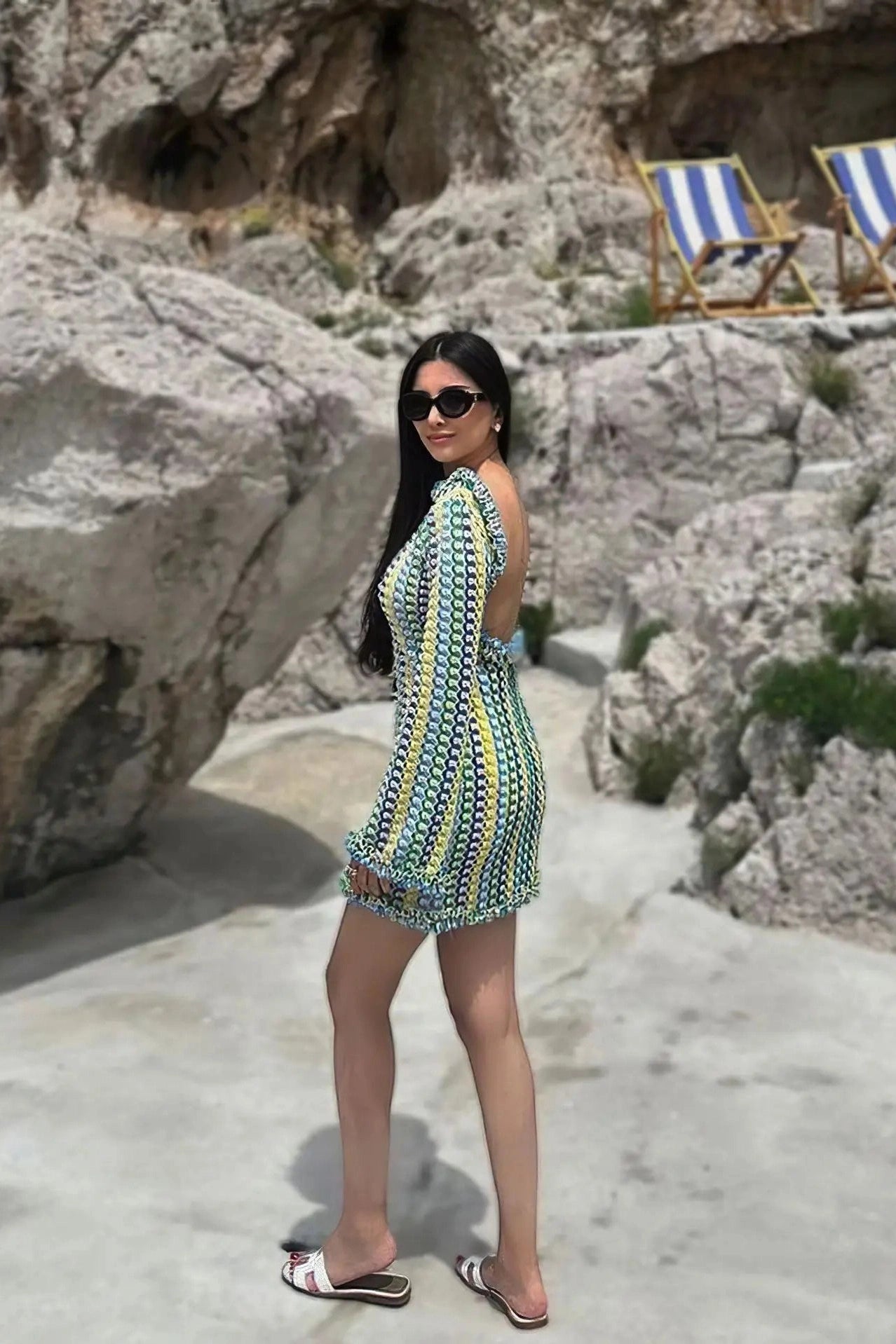Backless Hollow Out Long Sleeve Mini Dress - Cutout Design