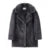 Abrigo de piel sintética de conejo para mujer, chaqueta gruesa y cálida de diseñador de marca, abrigo clásico gris oscuro con cuello de piel