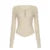 Camisetas básicas de punto con encaje y botones elegantes y retro para mujer, de manga larga, exquisitas y ajustadas, para otoño.