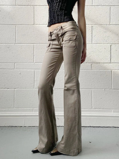 Pantalones acampanados sencillos y ajustados para mujer, alta moda, estilo informal inglés, vaqueros básicos combinables, ropa clásica.