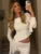 White Mesh Cropped Top Pullover For Women Patchwork Long Sleeve Skinny Irregular Ruched Fashion T-Shirts Women’s Y2k Top