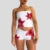 Conjunto de 2 piezas para playa, vacaciones, salón, top corto sin tirantes con estampado floral, bandeau + minifalda ajustada, bodycon cruzado para mujer