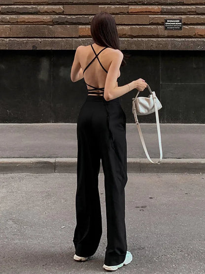 Women’s Sexy Hollow Out Bandage Crop Tops, Super Short, Y2k Accessories, Black Spaghetti Strap Camis, Streetwear, Women Clothes