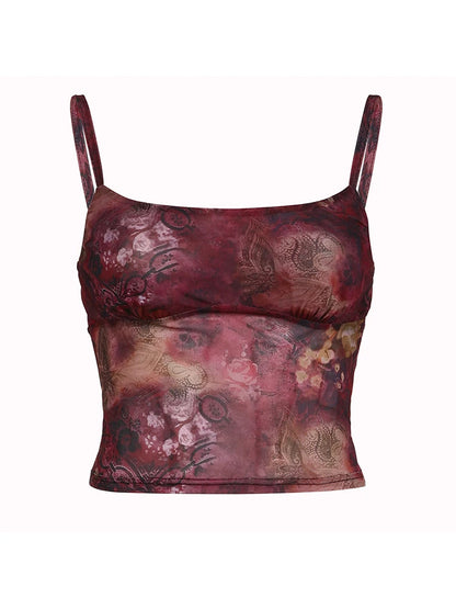 Camisola corta ajustada sin mangas con estampado paisley vintage navideño para mujer