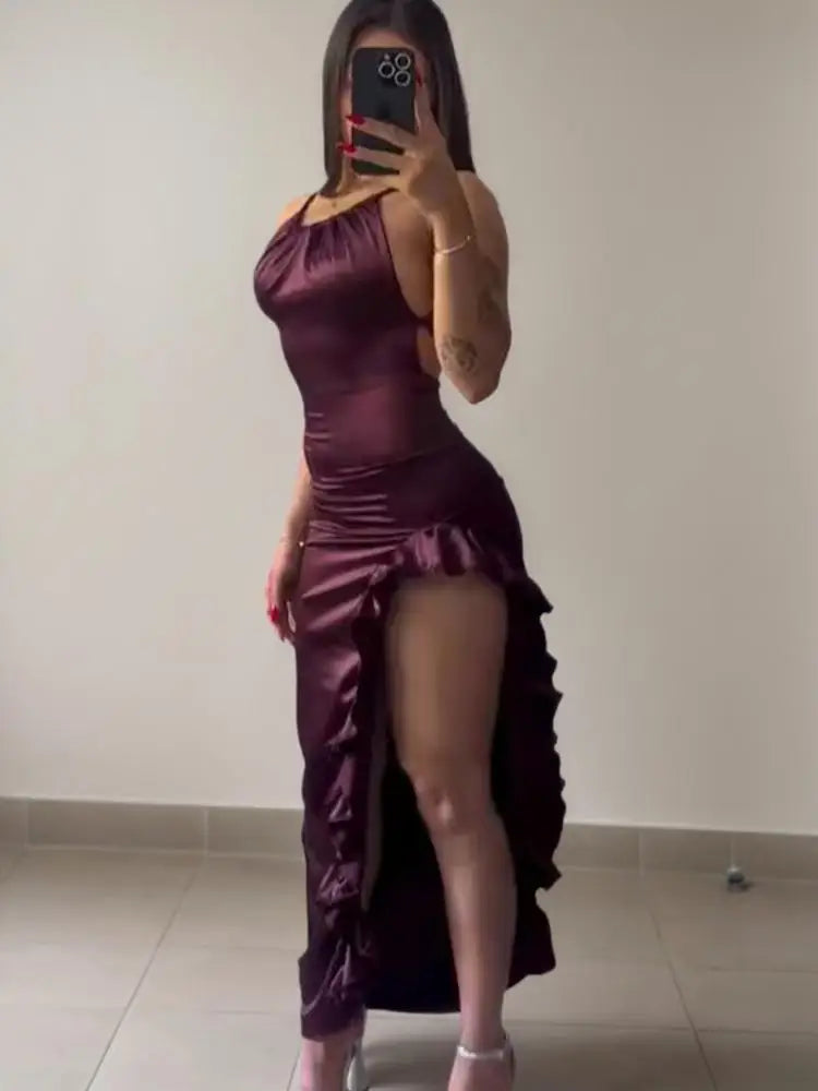 Europa y Estados Unidos explosivo nuevo vestido transfronterizo verano senior sentido Y2K sexy halter vestido Spice Girl