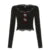 Tops de mujer con cuello en V y lazo de terciopelo con encaje empalmado, manga larga, corte entallado, sexy, moda de otoño, nueva ropa
