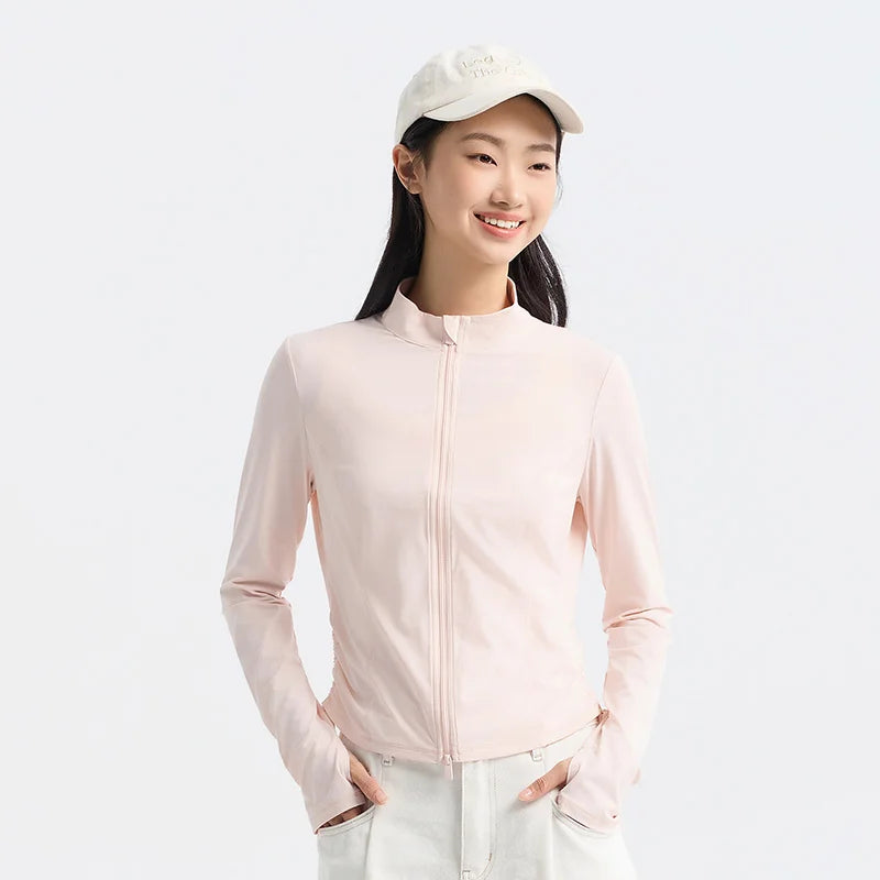 Original Yarn Sunscreen Jacket Female Tight  Summer Cool Feeling Short Thin Sunscreen Jacket Ice Silk Sunscreen