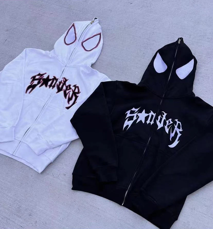 Sudadera con capucha y sudaderas para parejas de Halloween europeas personalizadas Y2K para mujer, Spider Woman grande