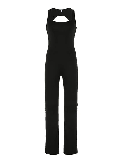 Monos negros ajustados y sexys sin espalda para mujer, sin mangas, con cuello cuadrado, ideales para las vacaciones de verano.