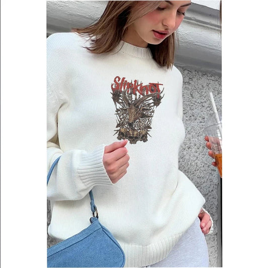 Nuevo suéter casual estampado para hombres y mujeres, suéter de punto callejero de moda de Europa y Estados Unidos.