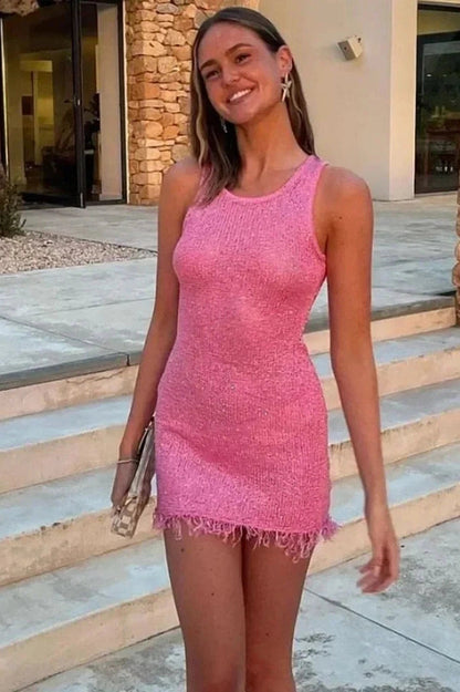 Sleeveless Mini Dress with See-Through Straps