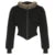 Y2K Fur Trim Hoodie Cardigan Women Basic Black Slim Cropped Jacket 90s Vintage Winter Zipper Coat Harajuku Streetwear