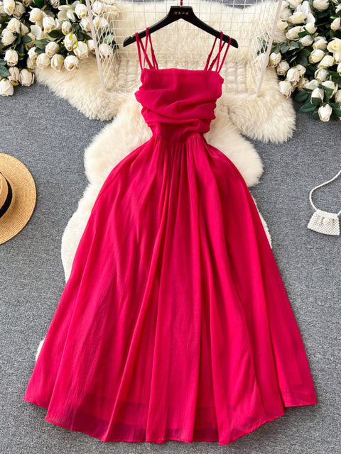 Vestido de playa sexy de verano para mujer, plisado, sin tirantes, largo, elegante, ajustado, con espalda descubierta, estilo bohemio