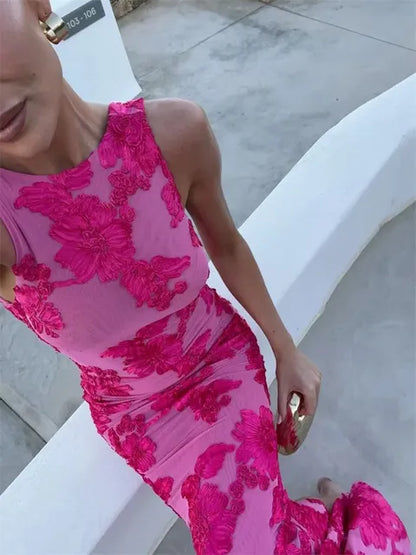 Autumn Printed Female Long Dress Patchwork Sleeveless Slim Elegant Party Dress  Contrast Beach Clothes Women’s Dress