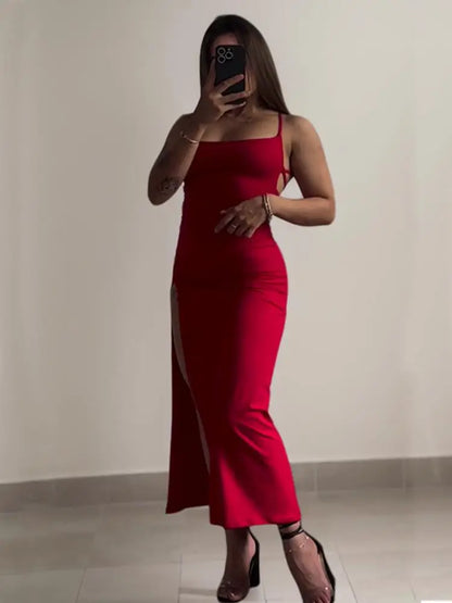 Vestido nuevo y explosivo de verano con tirantes halter de alta sensibilidad y estilo Spice Girl.