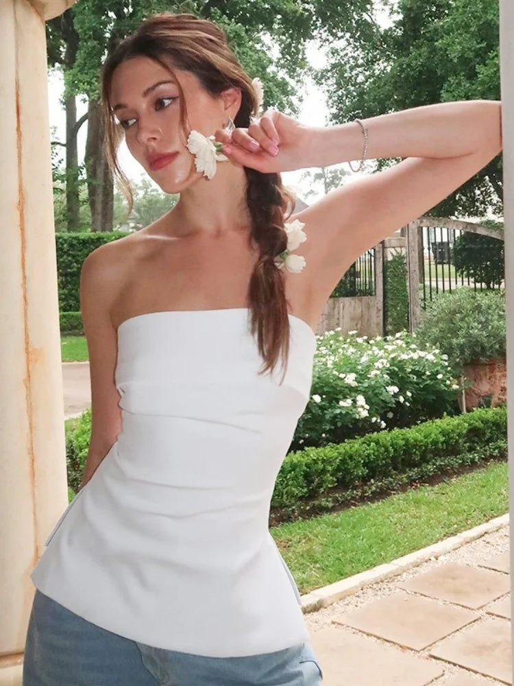 Solid Tube Tops For Women Strapless Bra Turndown Slash Neck Lenceria Femenina Backless Bralette Femme Split Bandeau Top Sexy
