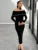 Fall Winter Sexy One-Shoulder Long Knit Dress Slim Elegant Fungus Splice Contrast Color Sweater Female Club Party Dresses