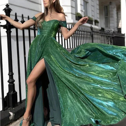 Vestido de fiesta sexy de cintura alta sin espalda con abertura y lentejuelas azules, largo, formal, de noche, elegante, para mujer