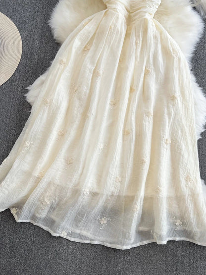 Vestidos sexis de fiesta en la playa para mujer, a la moda, con cuello colgante, sin espalda, ajustados, de corte A, bordados con flores, vestido largo de verano.