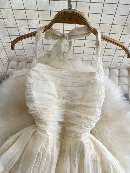 Vestidos sexis de fiesta en la playa para mujer, a la moda, con cuello colgante, sin espalda, ajustados, de corte A, bordados con flores, vestido largo de verano.