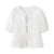 Tops Babydoll para mujer, ropa Y2K, bordado floral, cuello redondo, mangas cortas abullonadas, blusas blancas elegantes, ropa de calle