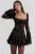 Vestido mini con estampado elegante para mujer, otoño invierno, nuevo, cuello cuadrado, manga larga, sin espalda, suelto, para fiesta en club, vestido sexy