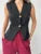 Suéter de punto con cuello en V, camiseta sin mangas para mujer, cintura alta, patchwork floral, ropa de calle, prendas de punto de otoño, cárdigan Y2k, chaleco superior
